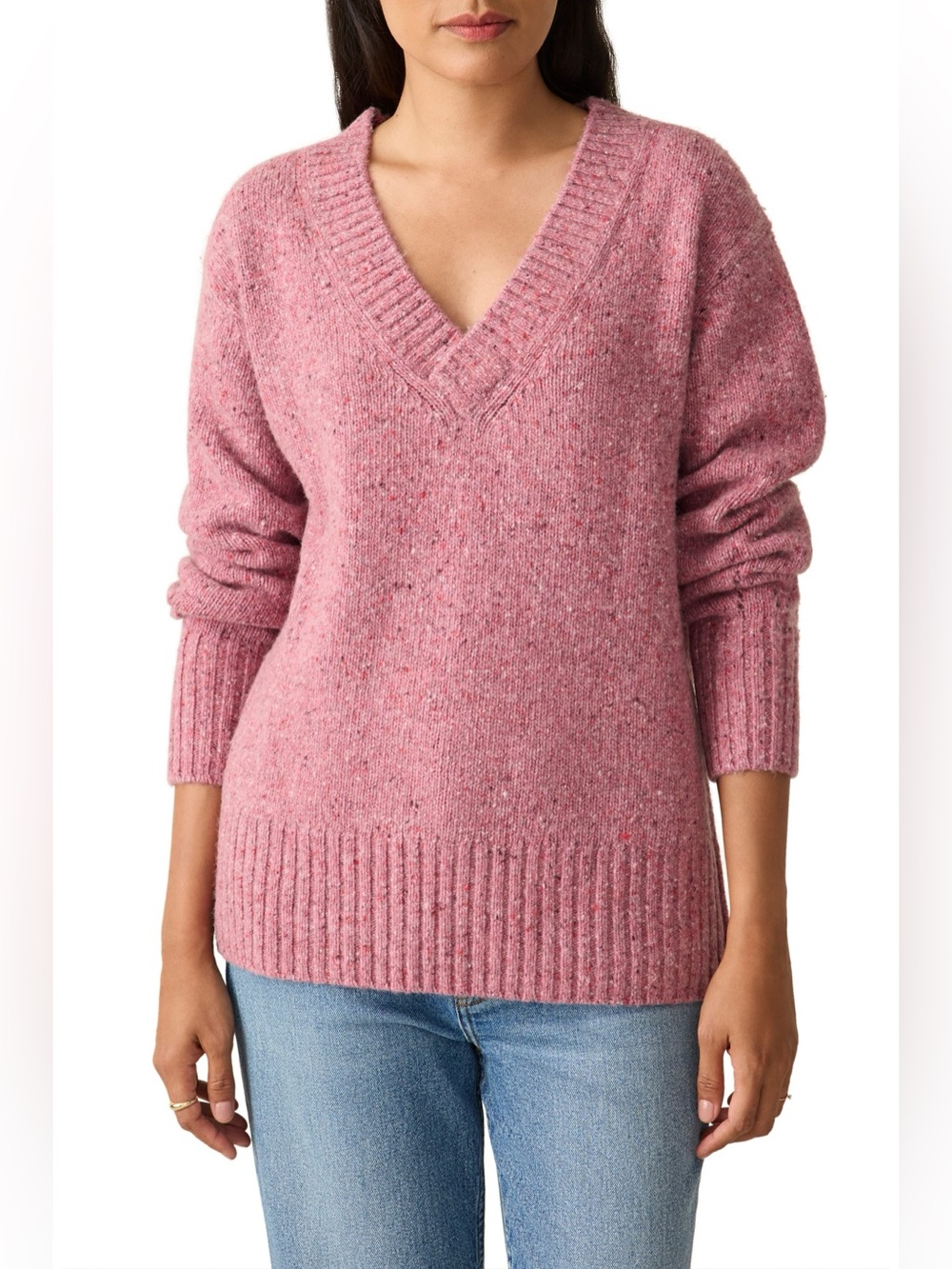 Faherty Driftwood Donegal Sweater Oversized Berry Shake Pink Mauve Wool Alpaca M